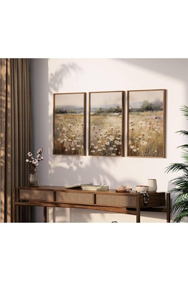 Signtouch Vibrant Abstract Canvas Wall Art Set of 3 White Outer Frame 40x60 cm
