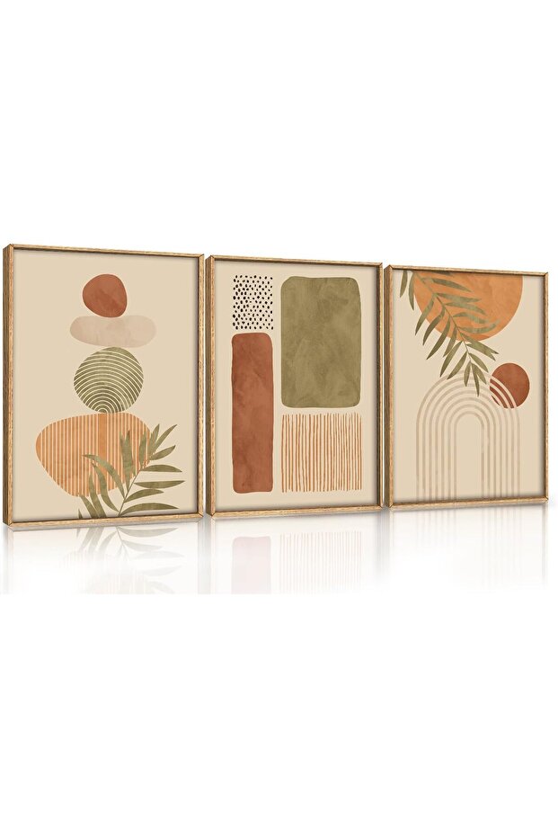 Signtouch Canva Abstract Flowers Daisy Wall Art 3-Piece Outer Frame 40x60 cm