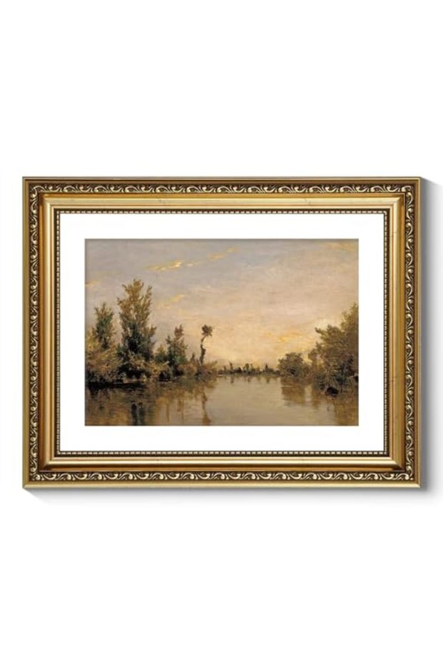 Signtouch Rivers Cloud Landscape Vintage Victorian Wall Art Gold Frame 30x40 cm