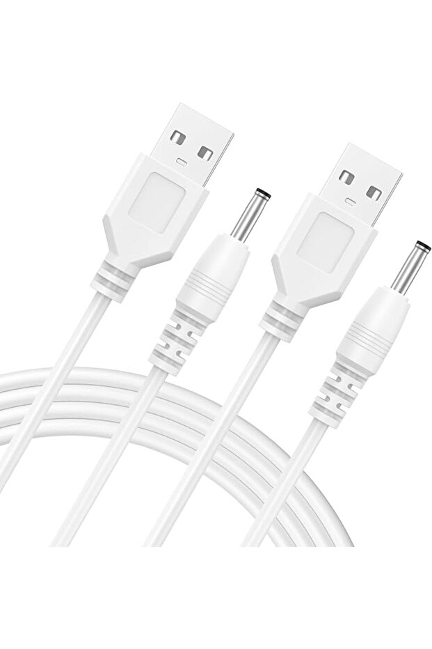 عبوة من قطعتين من كابل USB إلى 3.5 ملم، كابل طاقة USB إلى 3.5 × 1.35 ملم (أبيض + أبيض)