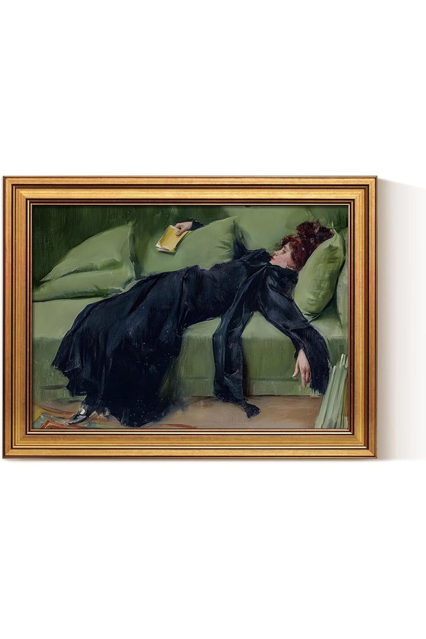 Signtouch Retro Vintage Classical Woman Farmhouse Wall Art Gold Frame 30x40 cm