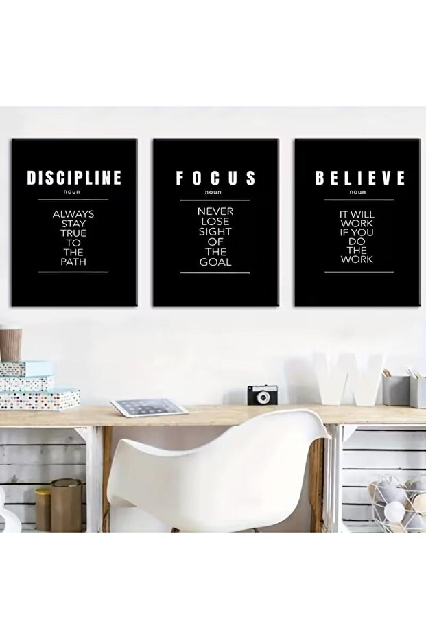 Signtouch Growth Quote Wrap Framed Canvas Wall Art Set of 3 30x40 cm