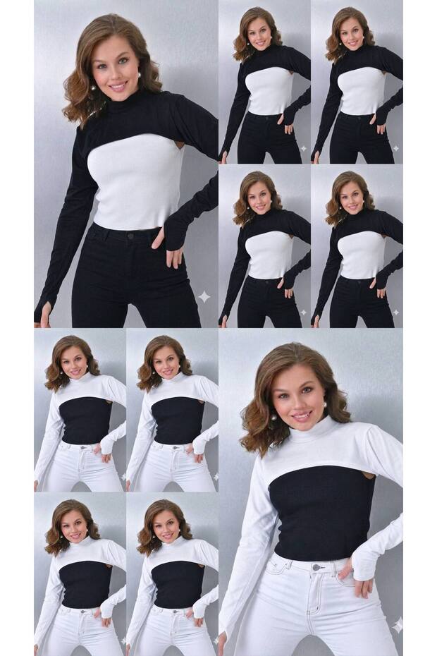 10 Pieces of Fingered Hijab Neck Collars | Yakali Long Sleeve Sleeved Body Blouse Bolero Casual Design