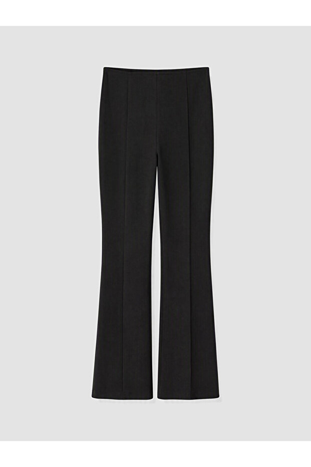 Black Slim Fit Women's Trousers with Spanish Legs