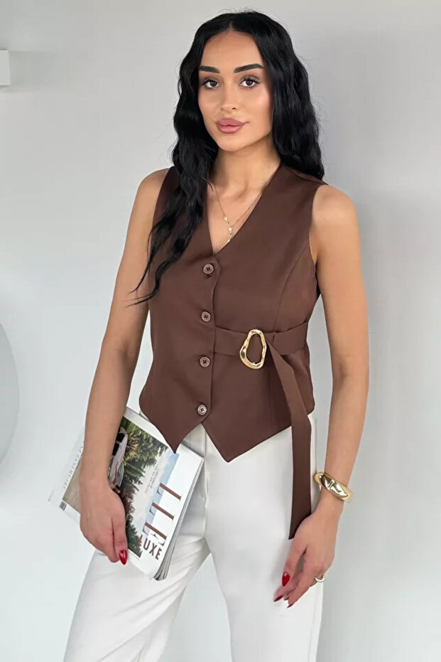 Women's Inner Lined Vest with Belt Accessory