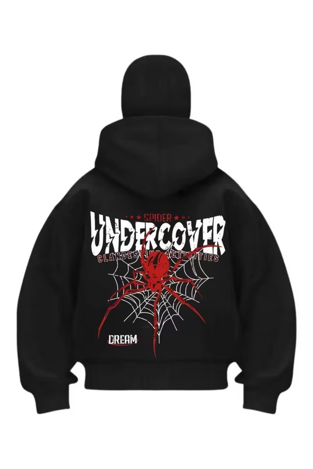 Black Unisex Snow Mask Samurai Hooded Oversize Cardigan