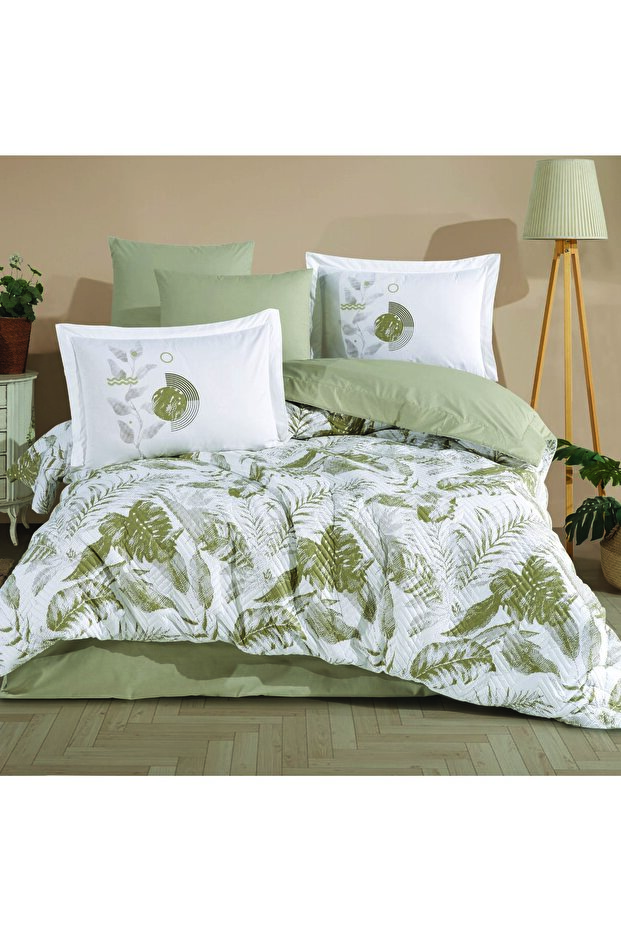 Tiffany Green - Double Poplin Quilted Duvet Cover Set