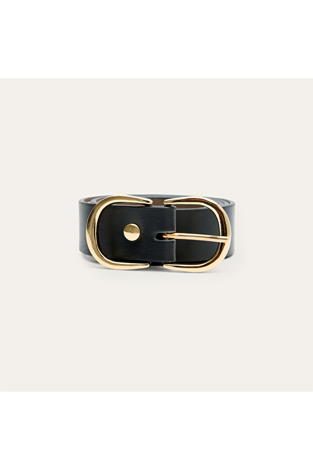 Women's Black Buckle Detailed Belt