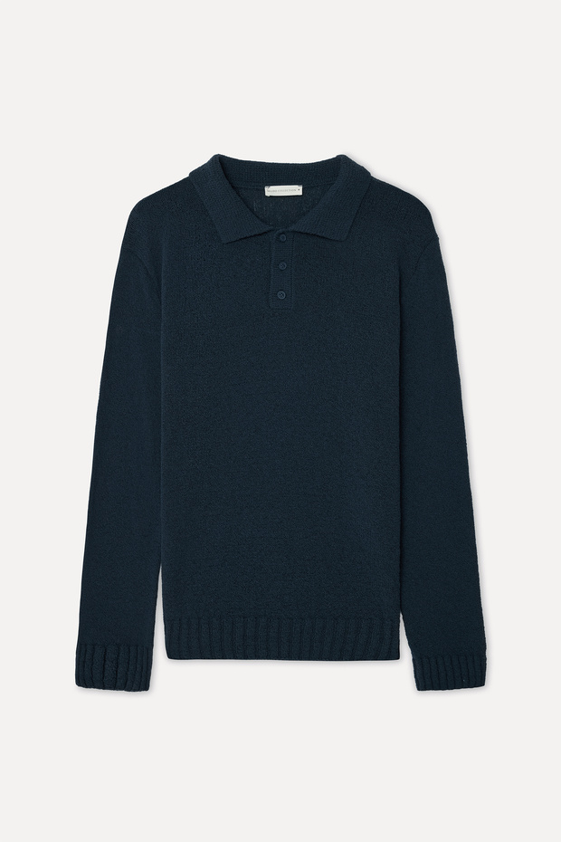 Men's Navy Blue Polo Neck Knitwear Sweater