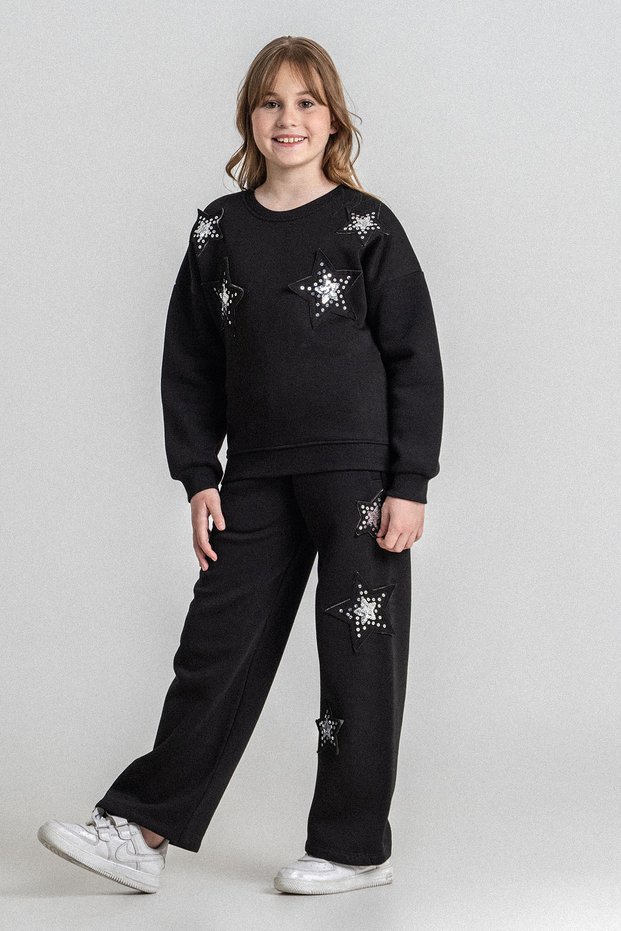 Star Embroidered Three-Thread Girls' Double Set - 26K 6437