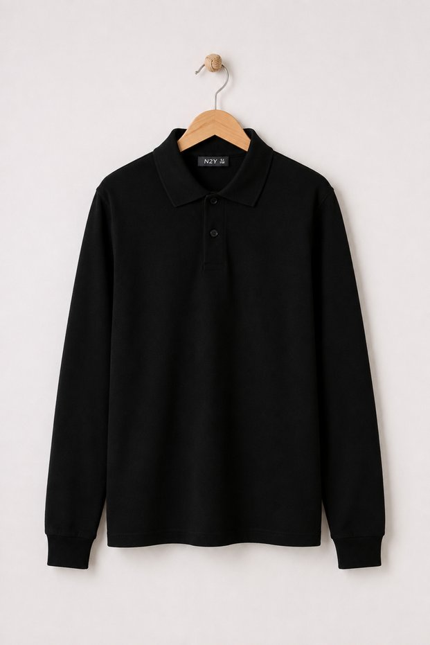 Boys' Polo Collar Long Sleeve School T-Shirt - Cotton Breathable Fabric Non-Fraying Collar