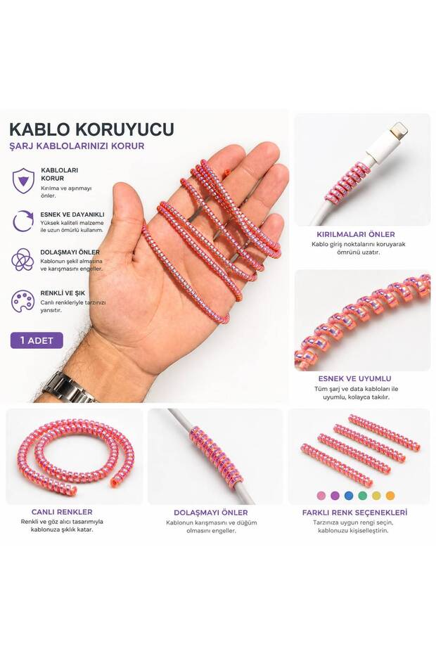 Rainbow Spiral Cable Protector Compatible for All Cables