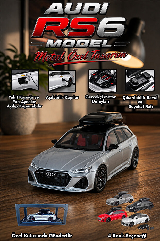 Audi Rs6 1:24 Model Car Metal Body Detailed Design in Special Box