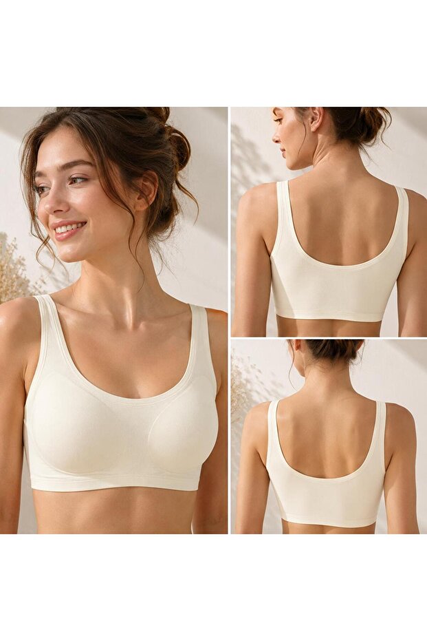 Women's Laser Cut Underwire-Free, Support-Free, No-Clip, Wide Strap Bra.