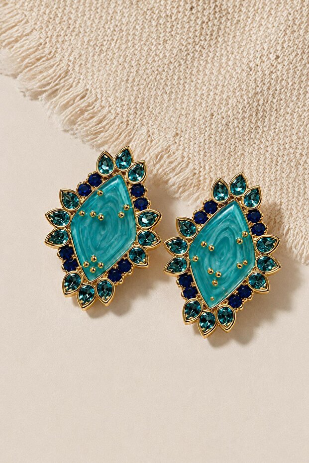Blue Turquoise Enamel Earrings