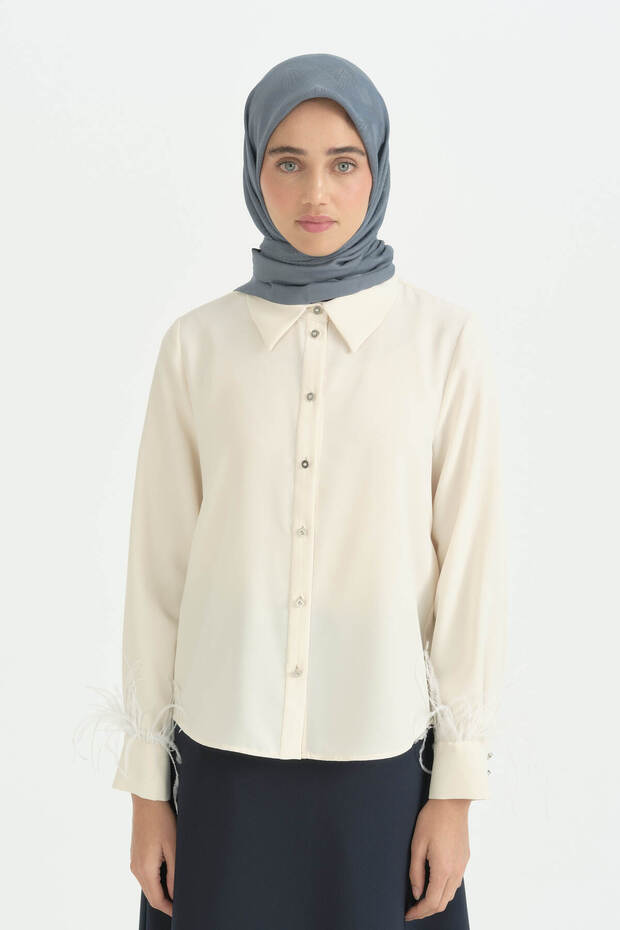 Cotton Naia Blend Natural Scarf - Indigo