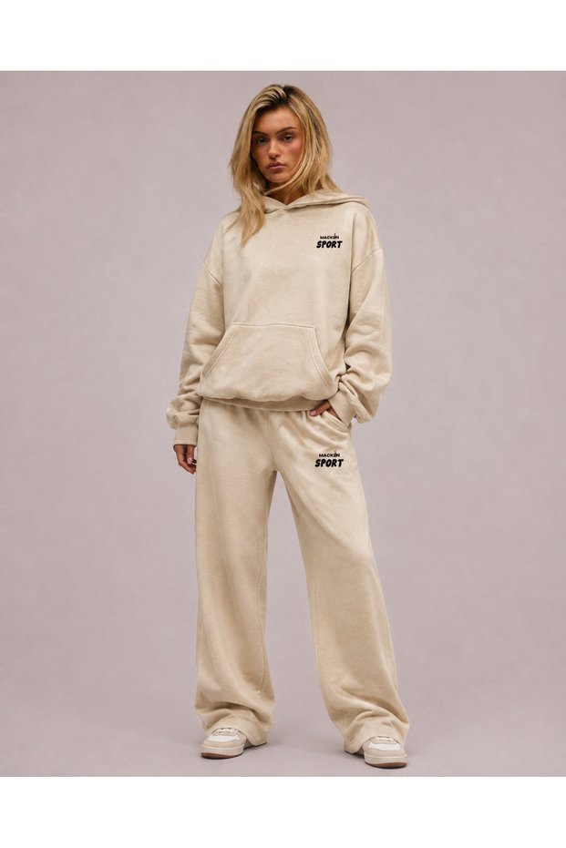 Unisex Women's and Men's Sports Letter Printed Oversize 3 Thread Hooded Sweatshirt and Baggy Sweatpants