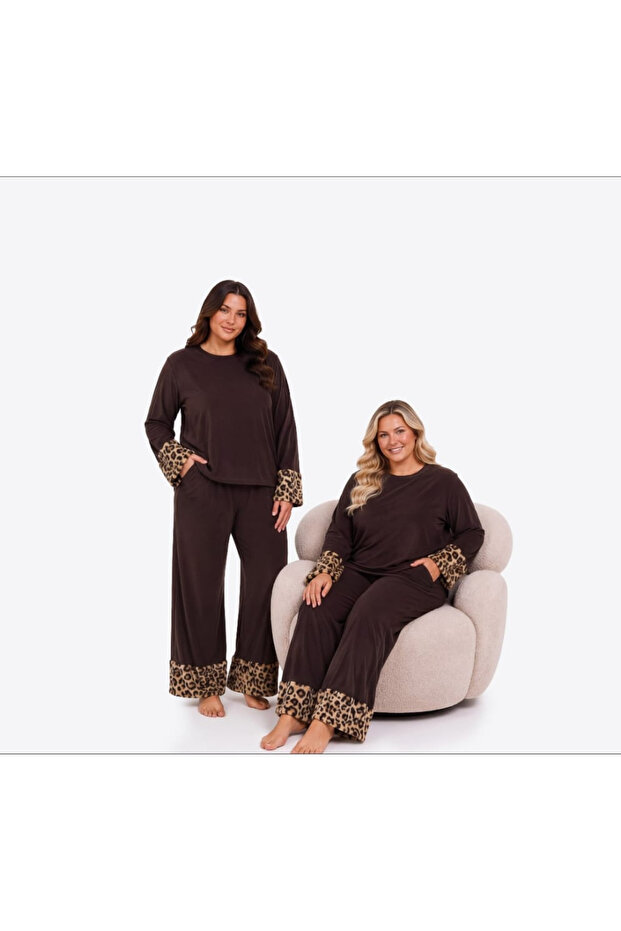 Plus Size Velvet Plush Sleeve Pajama Set