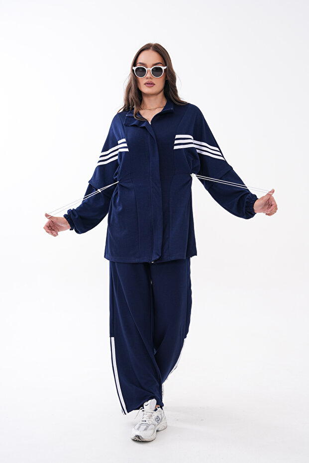 Striped Detail Oysho Zippered Suit