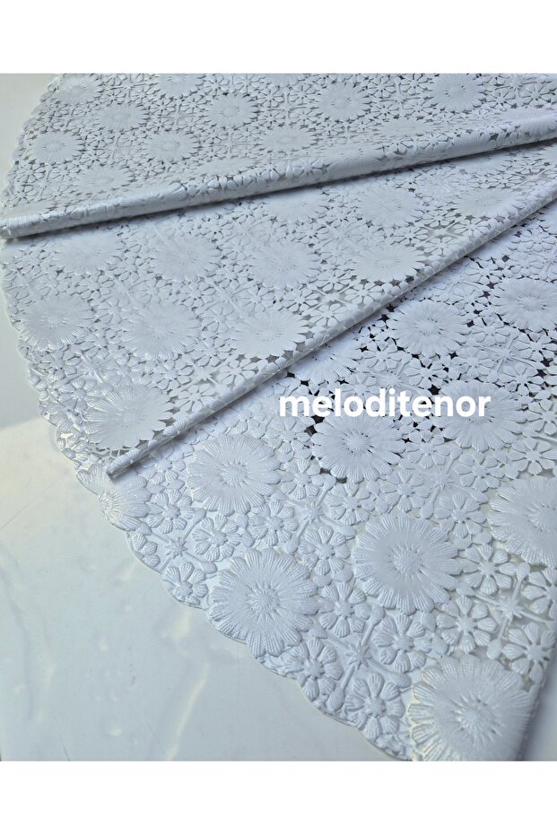 Transparent Overlay Star Daisy Floral Lace Embroidery Motif Pattern Round Pvc Oilcloth Tablecloth