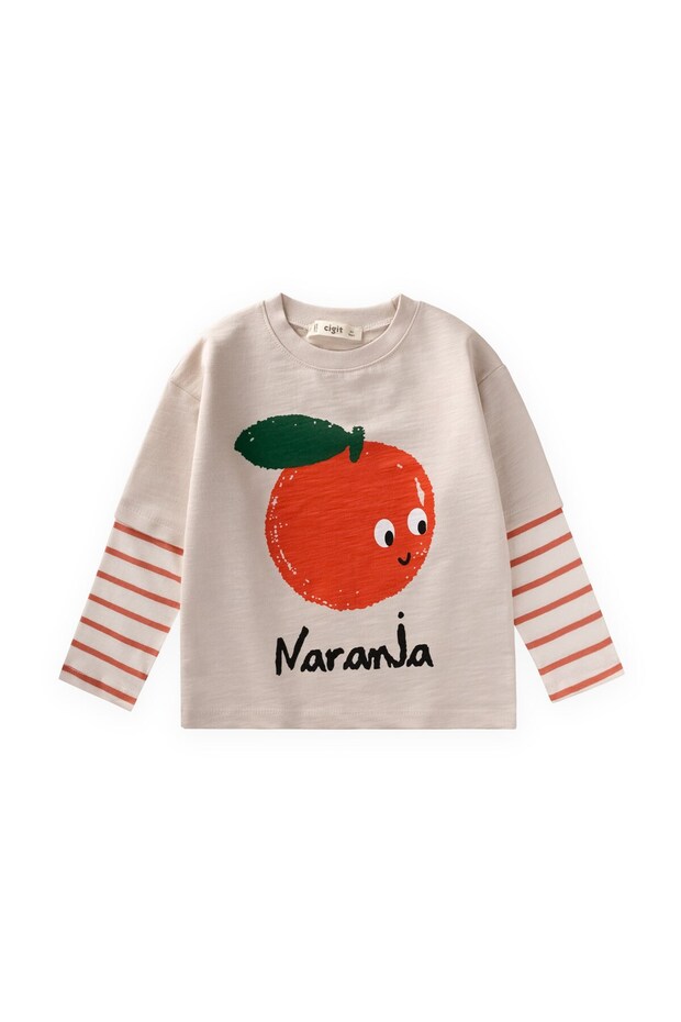Patterned T-Shirt 2-10 Years Beige