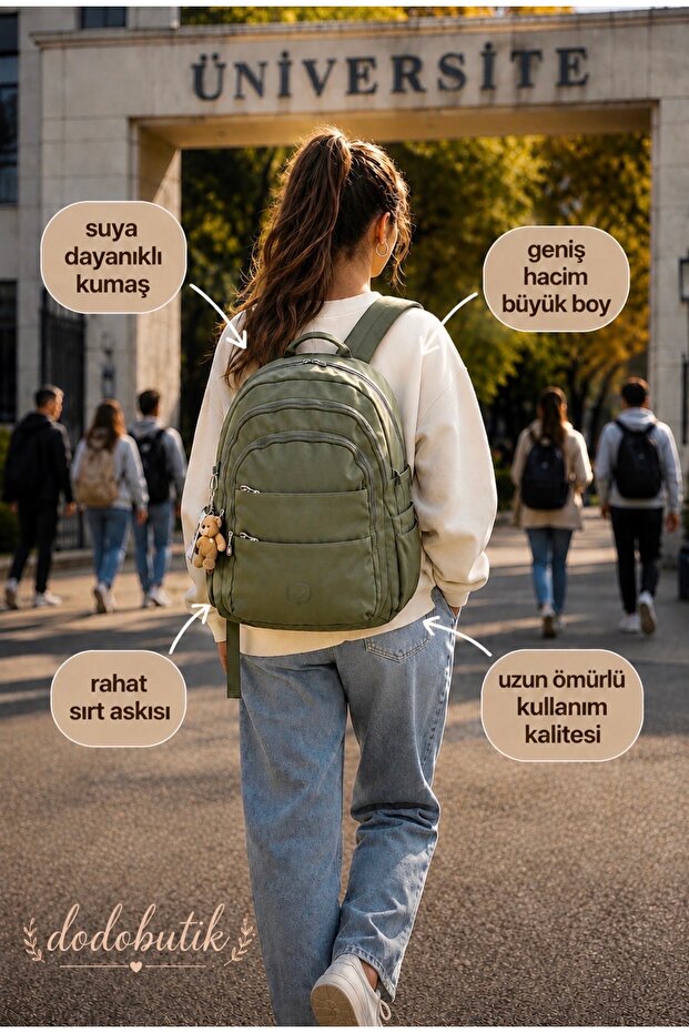 Water Resistant, Large Size Green Backpack