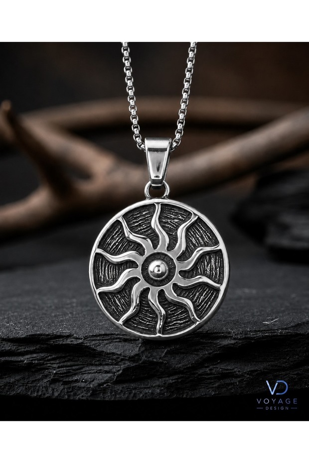 Stainless Steel Double Sided Sun Symbol Pendant