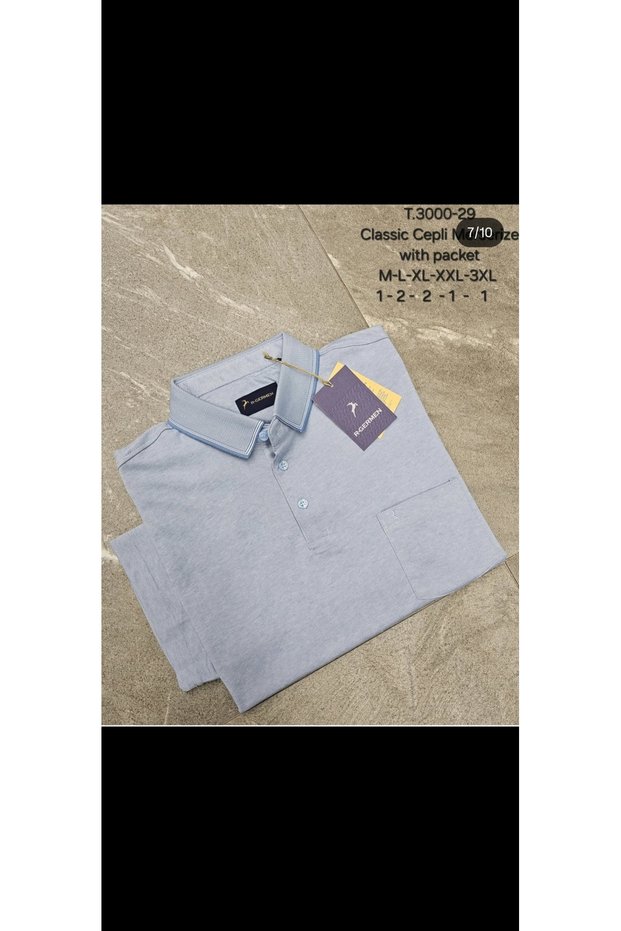 Men's Polo Collar Pocket T-Shirt Plus Size Oversized Short Sleeve Combed Cotton