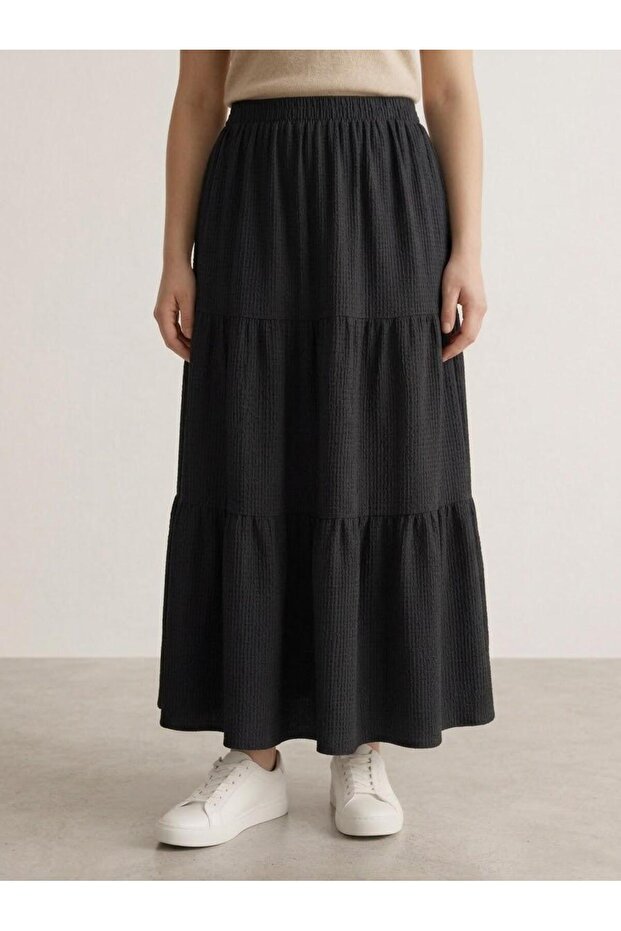 Plus Size Three Layer Women's Elastic Waist Skirt