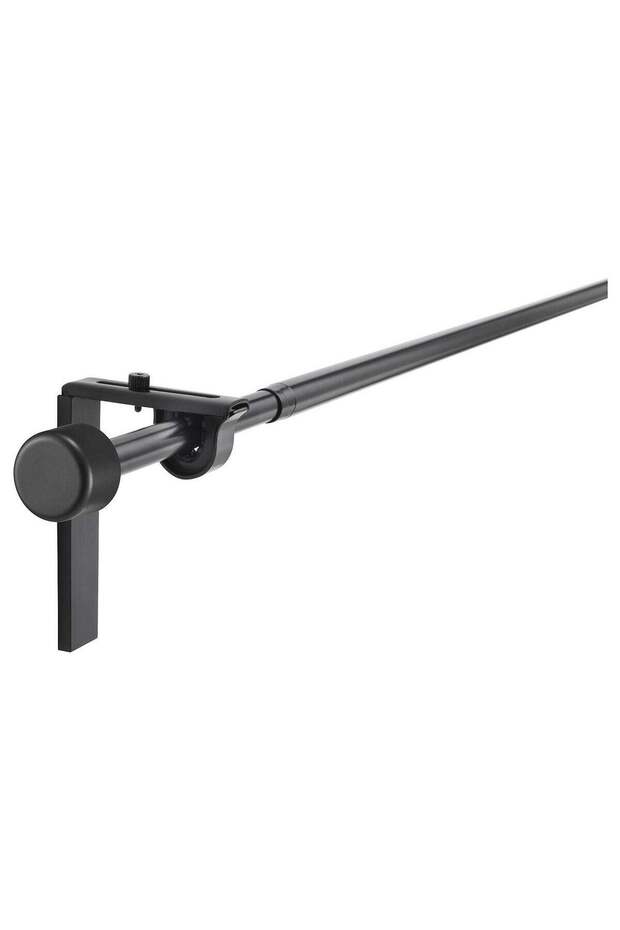Extendable Curtain Rod Set with Brackets and Finials, Black, 210-385 cm