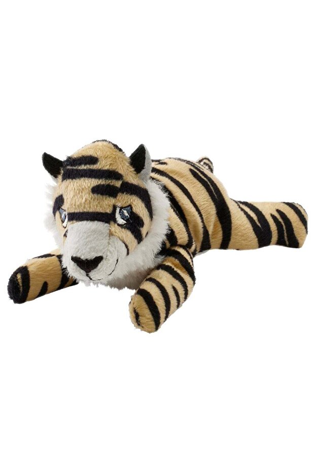 Mini Plush Tiger Soft Toy, Beige and Black Recycled Polyester, 13 cm