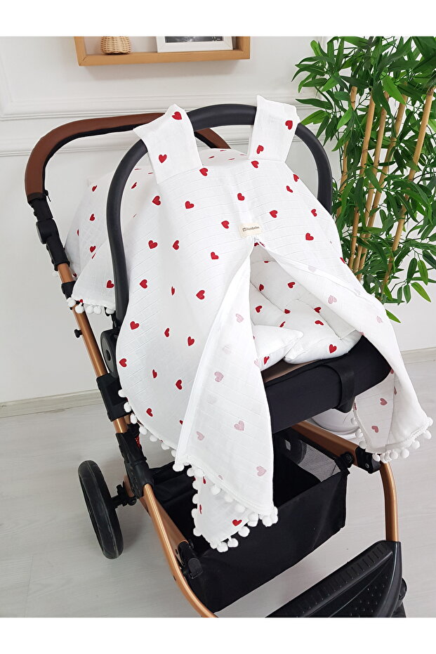 Stroller Cover and Cushion Muslin Zippered Newborn Baby 100% Cotton 75X100 cm