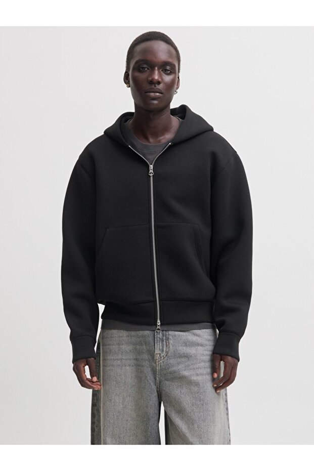 Black JCOLEGACY Solid Zip-Up Hoodie