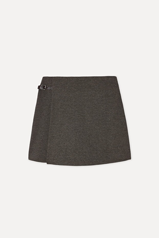 Women's Brown Double-Breasted Mini Skirt