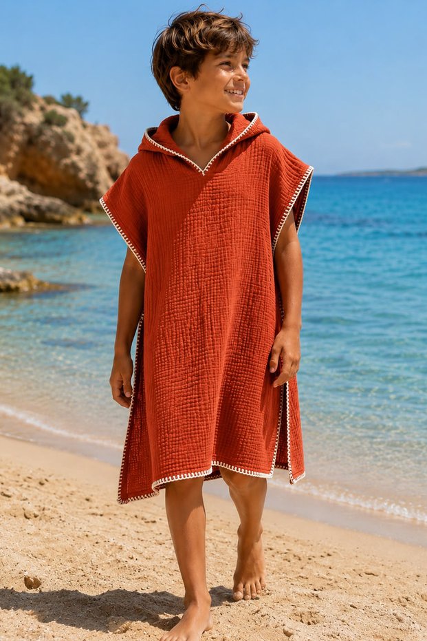 4 Layer Muslin Hooded Children's Beach Poncho