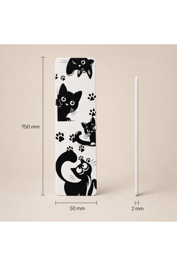 Cats' Fun Hallways Bookmark – Paw Patterned Bookmark 15X5 cm