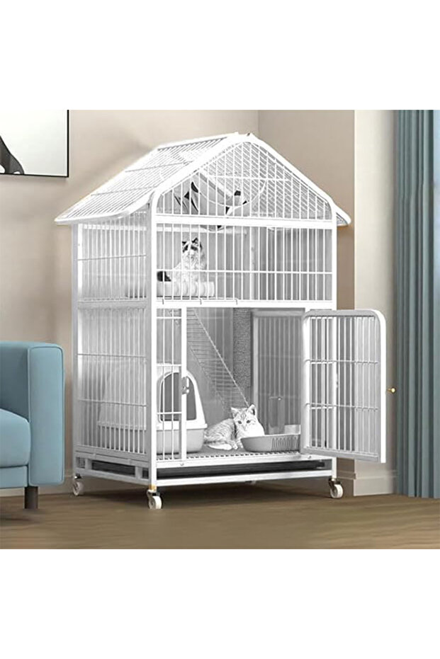 Stackable Heavy Duty Luxury Foldable Pet Cage with Wheels and Door