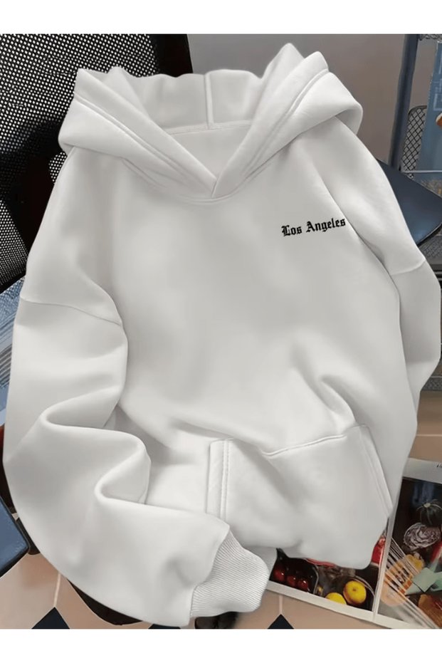 Los Angeles Printed Premium Oversize 3 Thread Soft Hooded Sweatshirt Hoodie