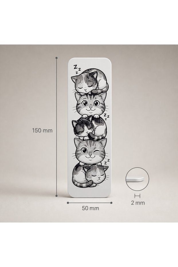 Four Cute Cat Bookmarks – Bookmarks with Joyful Cat Figures 15X5 cm