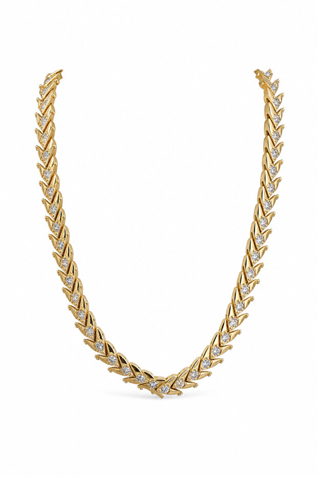 Yellow Color Zircon Stone Herringbone Patterned Stylish Bijouterie Bracelet