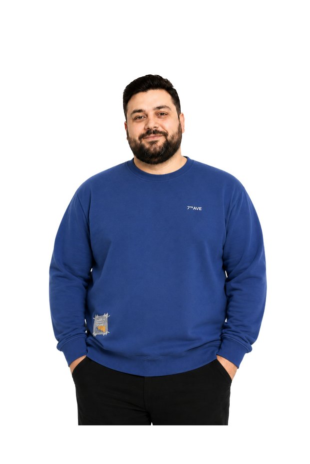 Men's Large Size Marine Two-Thread Ave Sweatshirt 3Xl-4Xl-5Xl-6Xl