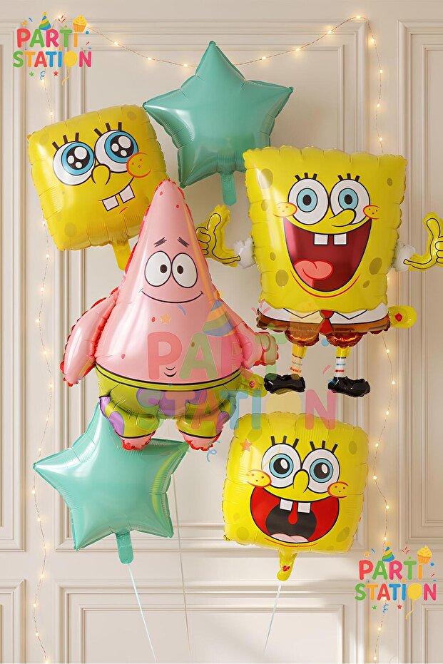 Spongebob Balloons & Patrick Balloon Concept Set - 6 Piece Spongebob Themed Balloon Set