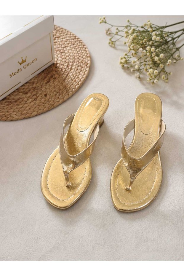 Round Toe Women's Heeled Slippers with Flip-Flop Pads, Supported Orthopedic Heeled Slippers 3cm