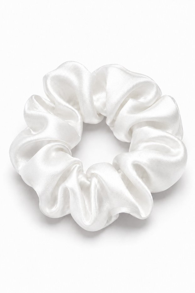 Satin Bagel White Buckle Elastic Hair Clip Women's Hair Accessory Wedding Gift