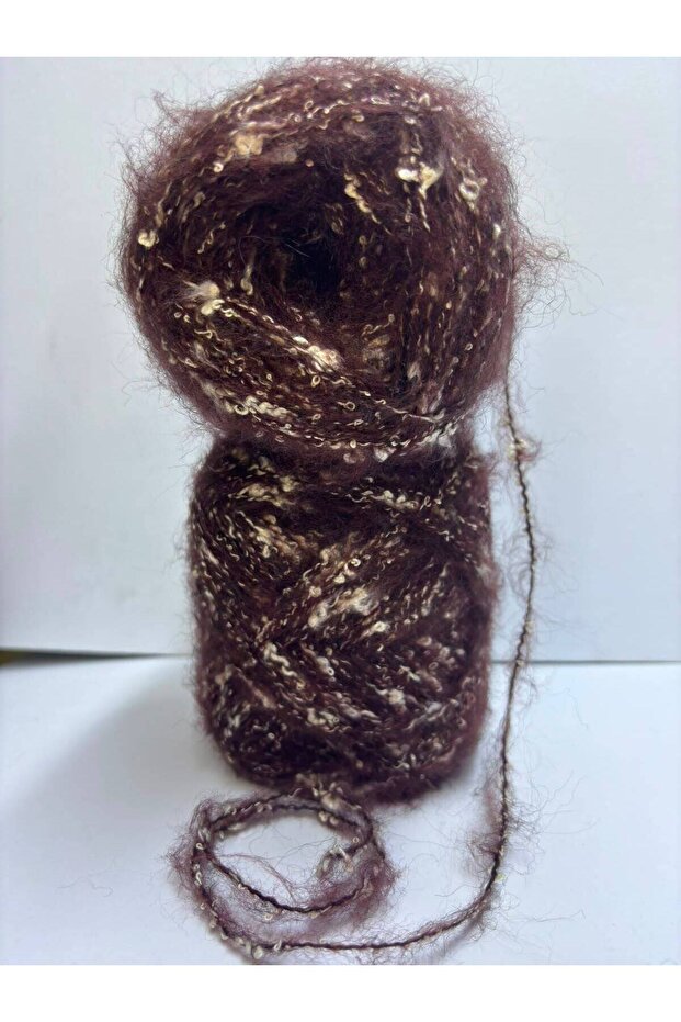 Bitter Coffee Alpaca Moher, Flamed Boucle (Heavy Yarn) Blend Knitting Yarn 200Gr