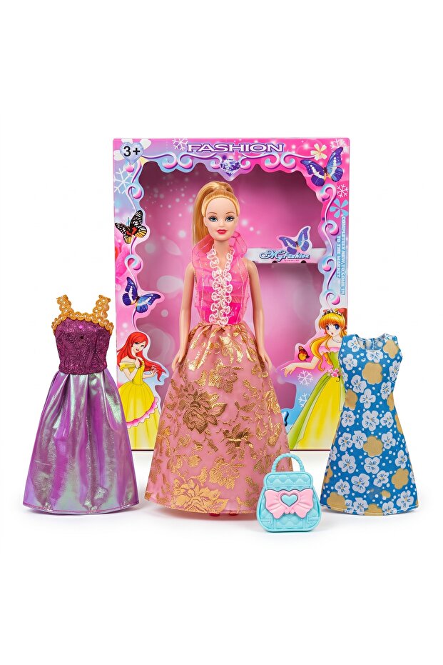 عروسة مع ملابس وشنطة 🎀👜