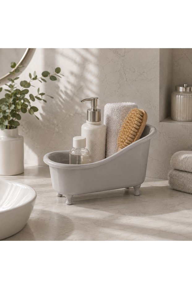 Decorative Mini Bathtub Organizer – Bathroom & Cosmetic Organizer, Multi-Purpose Organizer 24 cm