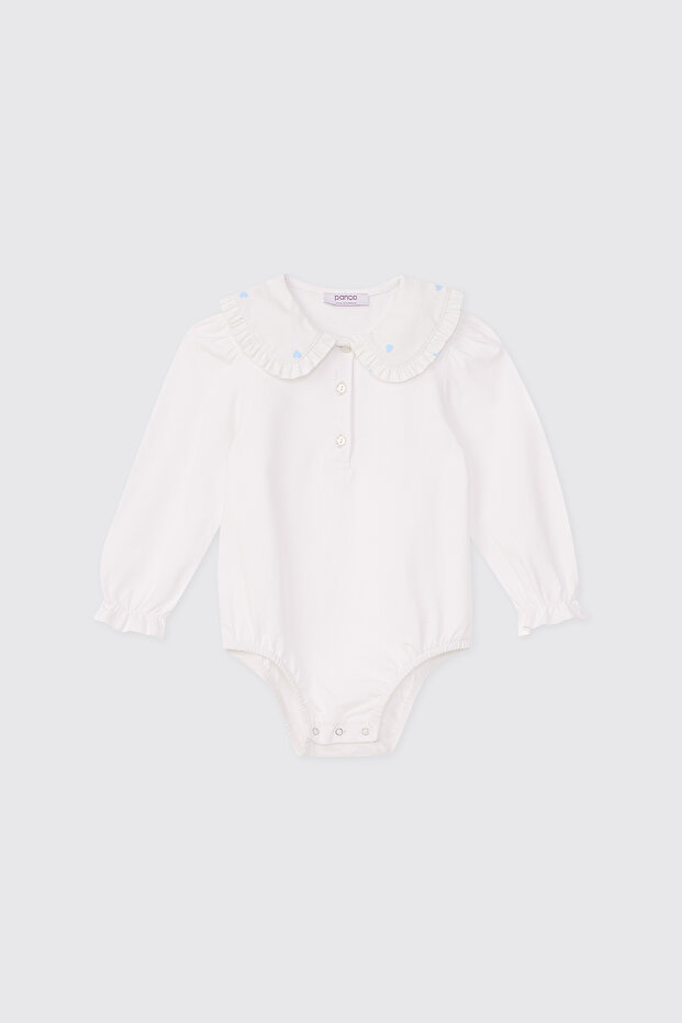 Baby Girl White Bodysuit with Collar