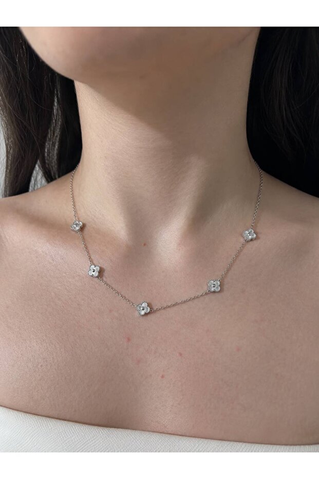 Çelik Mini Silver Cleef Kolye