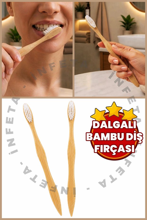 Wavy Bamboo Toothbrush - Natural Oral Care Adult Toothbrush Luxury Design Wooden Toothbrush